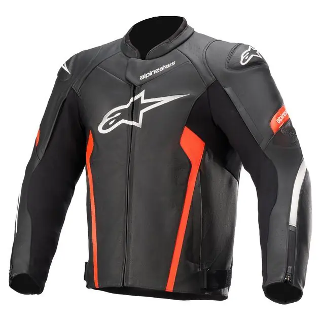 Koop Vandaag Alpinestars Faster V2 leather jacket Black Red Fluo 1030