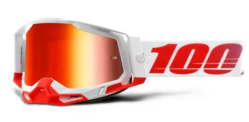 Motokrosové brýle 100% RACECRAFT 2 bílo-červené (červené zrcadlové plexi) Laatste Versie