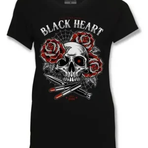 Flitsaanbieding Dámské triko Black Heart Lipstick Skull černé