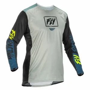 Uitverkoop Motokrosový dres FLY Racing Lite 2022 šedo-tyrkysový hi-vis výprodej