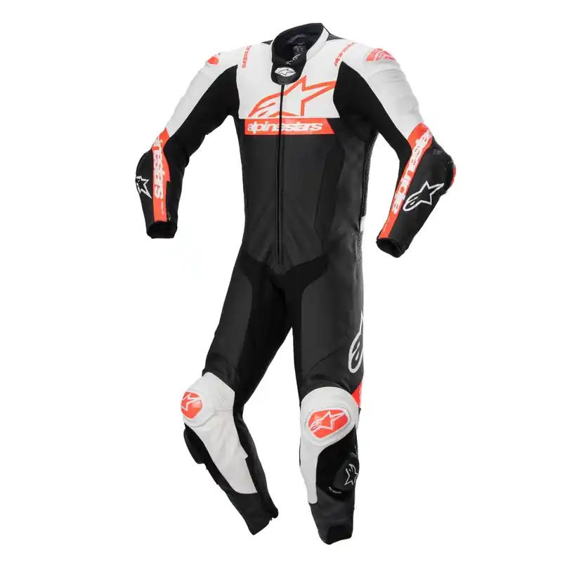 Alpinestars Missile 2 Ward Zwart-Wit-Fluor Rood Leren Motoroverall 46 Exclusieve Aanbieding