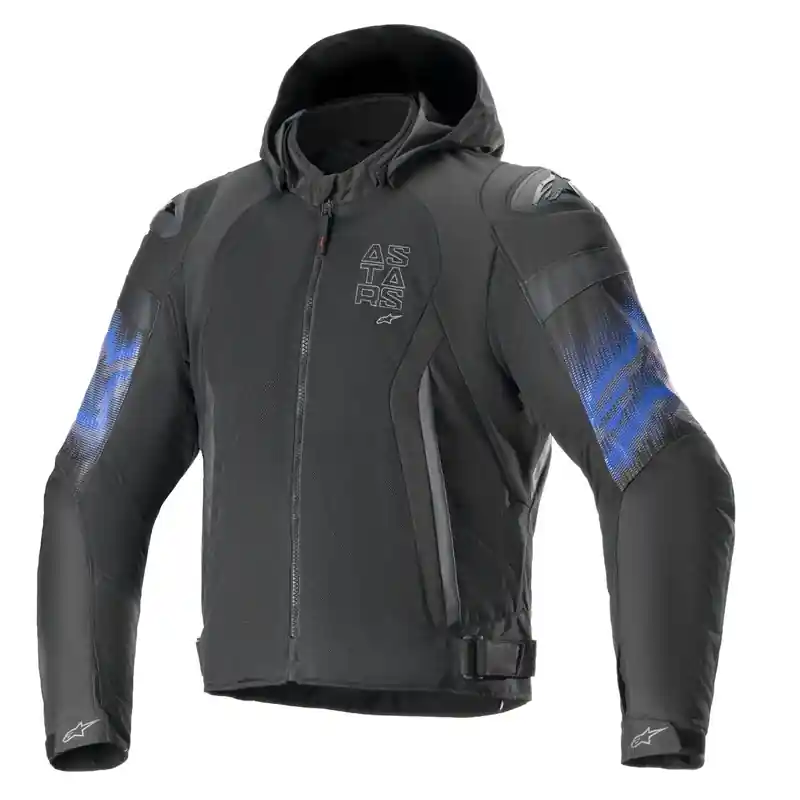 Voordeelprijs Alpinestars Zaca Air Venom Waterdicht Zwart/Fluoblauw Motorjack S