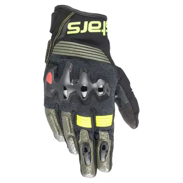 Alpinestars Halo Zwart-Groen-Fluo Geel Motorhandschoen Favoriet