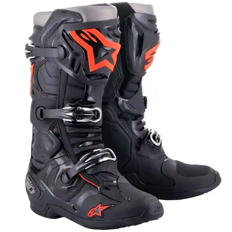 Alpinestars Tech 10 zwart-fluorood-grijs motorlaarzen Gereduceerde Prijs