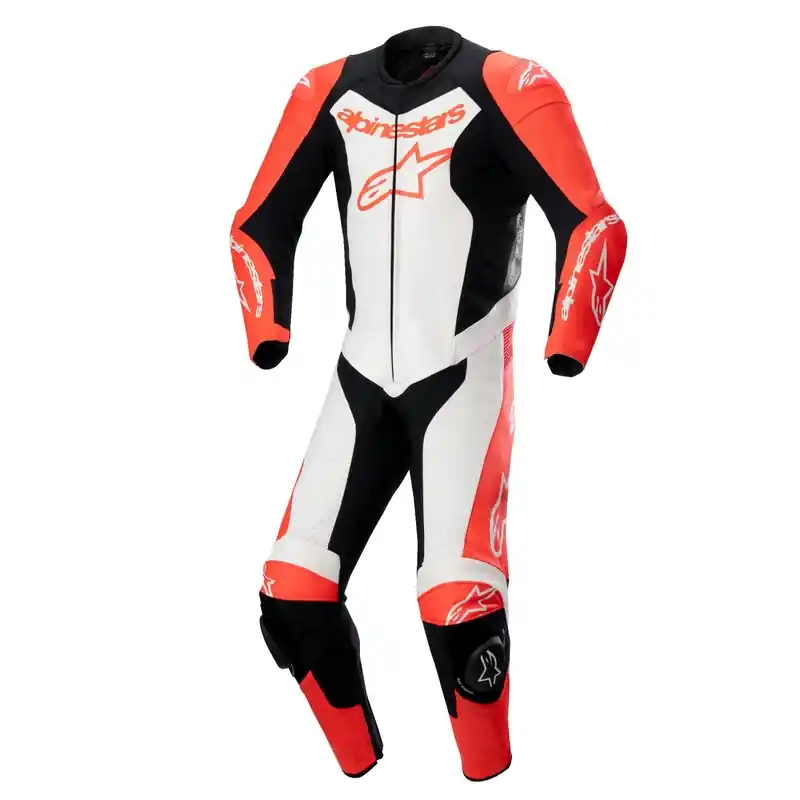 Korting Alpinestars GP Force Lurv fluor rood-wit-zwart eendelig leren motorpak