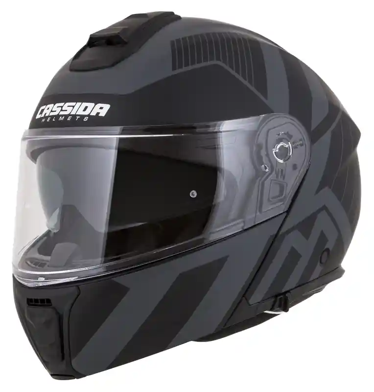 Cassida Modulo 2.1 Profile Vision flip-up motorhelm mat zwart-grijs reflecterend XS Meest Verkocht