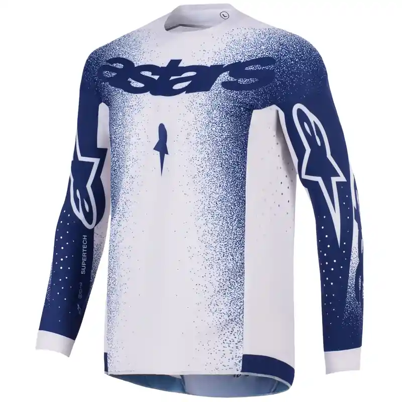 Speciale Aanbieding Alpinestars Supertech Scenz crossshirt lichtgrijs-donkerblauw S