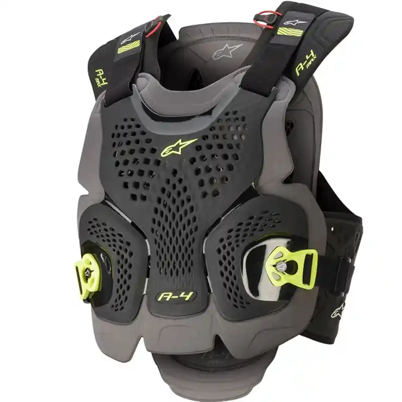 Alpinestars A-4 MAX borstbeschermer zwart-antraciet-fluogeel Weekendaanbieding