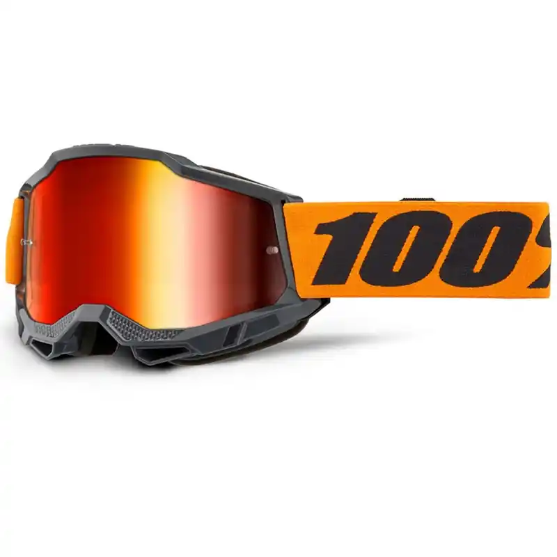 Uitverkoop Motorcrossbril 100% Accuri 2 oranje met rood plexiglas