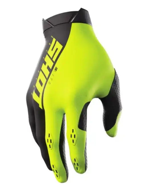 Motorcross handschoenen Shot Lite zwart-fluo geel uitverkoop Weekendaanbieding