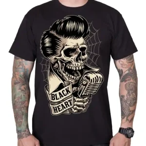 Zwart hart rockabilly herenoverhemd Fabrieksprijs