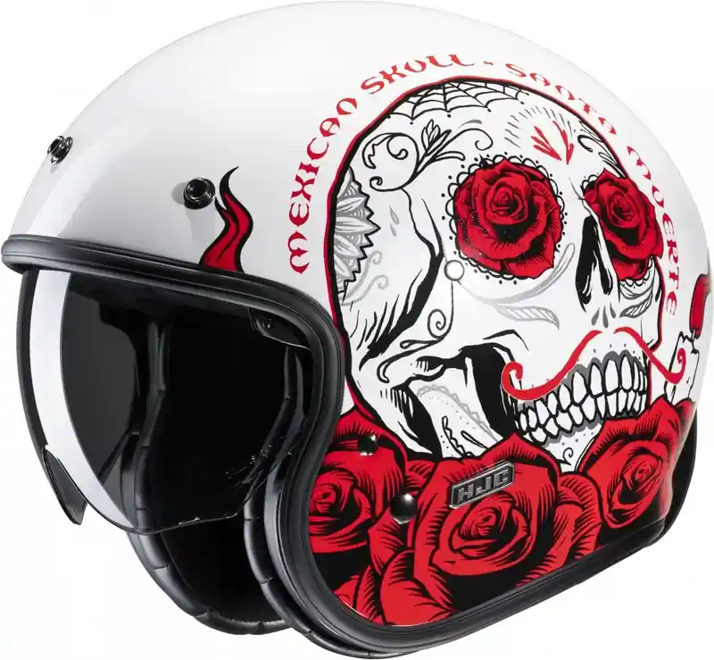 Open motorhelm HJC V31 Desto MC1 wit-zwart-rood XS Express Levering