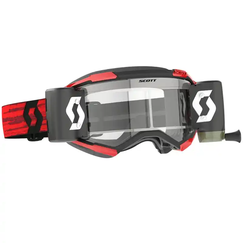 Tijdelijk Beschikbaar SCOTT Fury WFS motorcrossbril donkerrood met transparant plexiglas