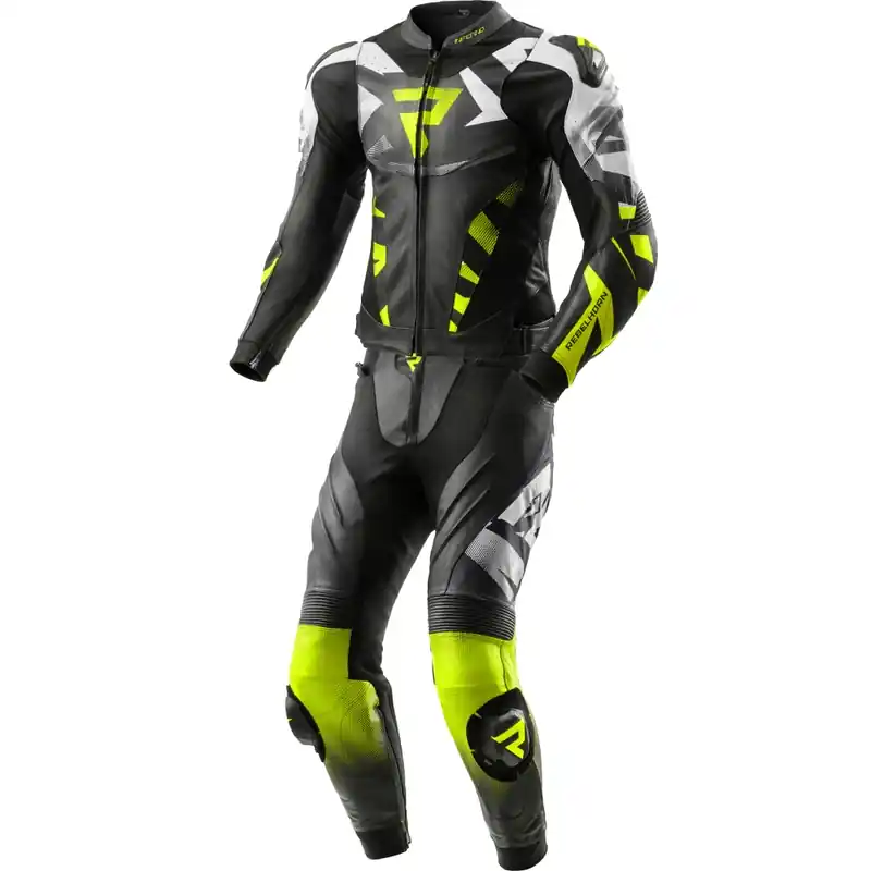 Alleen Vandaag Rebelhorn Inferno tweedelig leren motorpak zwart-fluor geel 46