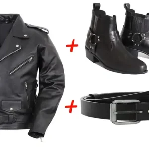SET: RSA KW paardenlaarzen + RSA Classic leren riem + RSA Crooked leren jack Aanbieding