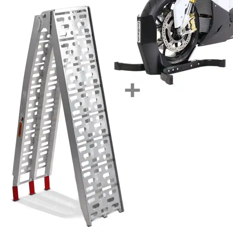 Direct Verzonden Motor Oprijplaat aluminium CS1 set met Inrijklem Easy Plus opvouwbaar max. 340kg