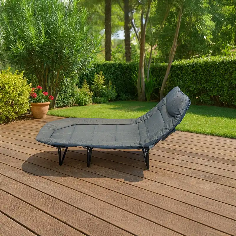 Finale Uitverkoop Opklapbare ligstoel Divit GI20 tuinligstoel ligstoel gevoerd 200 x 64 x 30 cm zwart