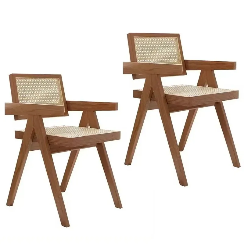 2x Eetkamerstoel rotan stoel hout zithoogte 47 cm RI29 bruin wit Gecertificeerd