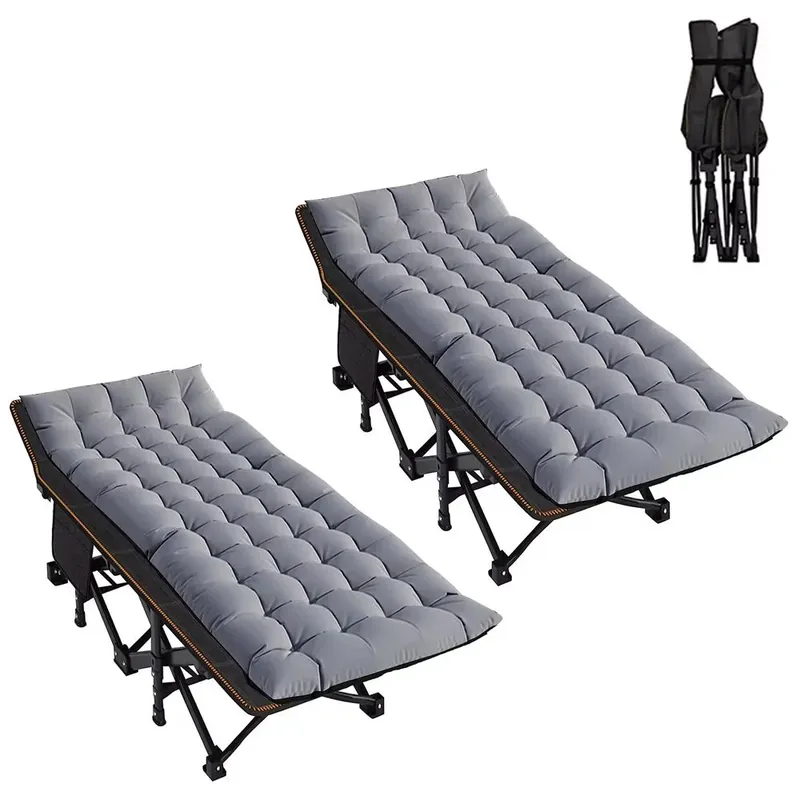 2x Opklapbaar campingbed inclusief kussen Divit GI19 tuinligstoel ligstoel met draagtas tot 200 kg grijs sw Aanbieding