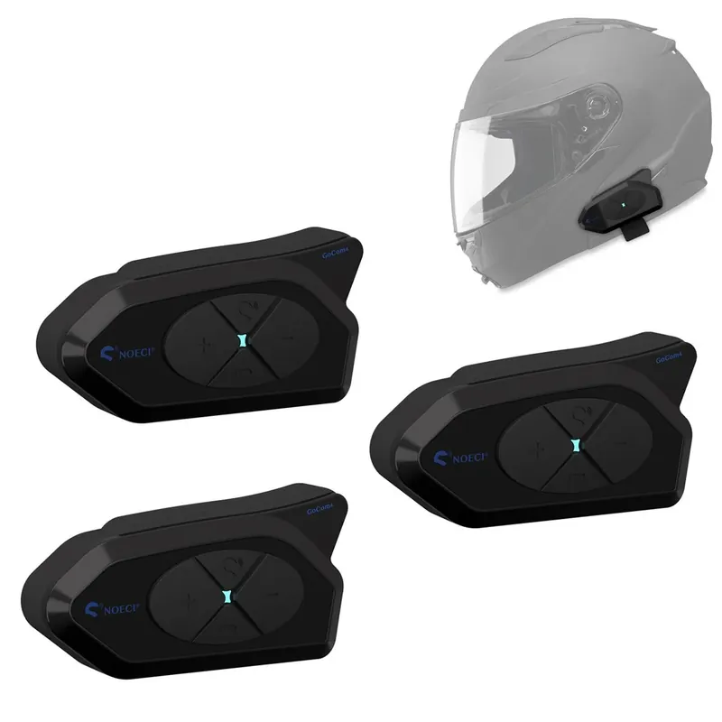 Gereduceerde Prijs Set 3x Motorhelm intercom met headset Tourtecs GoCom4 Bluetooth communicatiesysteem met headset IP65 wireless