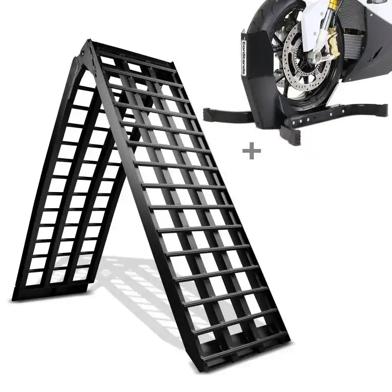 Uitverkoop Motor Oprijplaat aluminium BP5 set met Inrijklem Easy Plus opvouwbaar max. 680kg