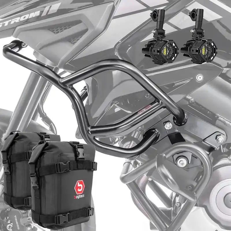 Gereduceerde Prijs Set Valbeugels boven + LED extra koplampen + tassen voor Suzuki V-Strom 1050 / XT 20-26 Motoguard
