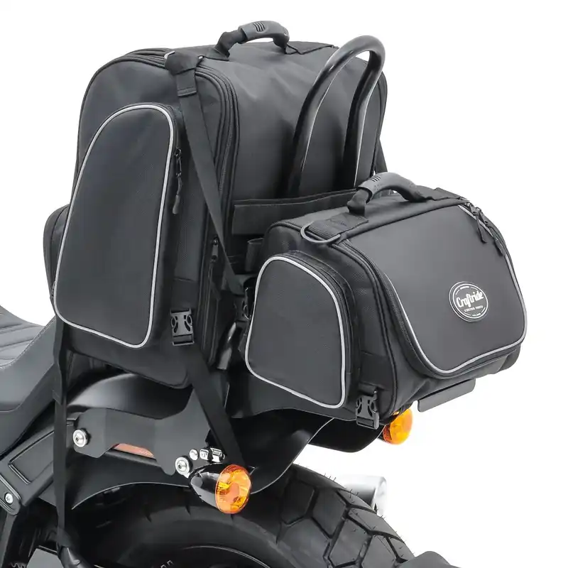 Hoge Kwaliteit Set Motorfiets Buddyseat tas Craftride TM2 + TM4 Sissybar tas 53-63 Liter zwart