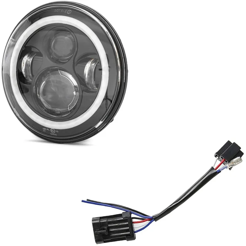 Set: LED koplamp 7 "passend voor passend voor Harley Davidson + Adapter H4-H13 Veilige Betaling