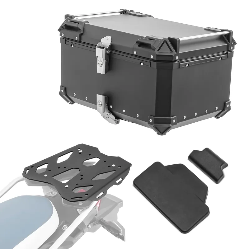 Set Aluminium Topkoffer + Drager voor BMW F 750 / 850 GS 18-23 Topcase Bagtecs XB65 zwart + rugkussen Tijdelijk Beschikbaar