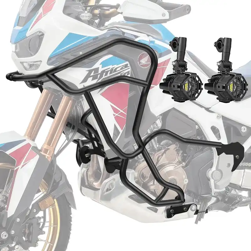 Actieprijs Set Valbeugel + LED extra koplampen voor Africa Twin 1000 CRF 16-19 Mistlampen Motoguard KT21