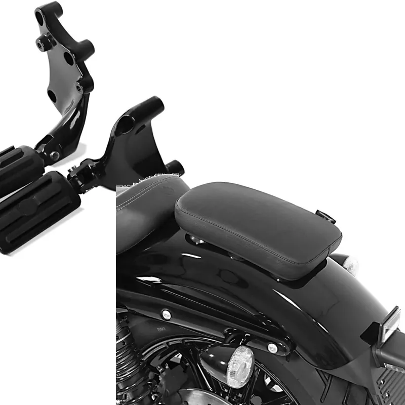 Actieprijs Set: Passagiers voetsteunenset met houdercompatibel met geschikt compatibel met Harley Davidson Sportster Forty-Eight 48 14-20 BL1 Craftride + Passagier Zadel Met Zuignappen voor Custom Bikes Craftride Glider X zwart