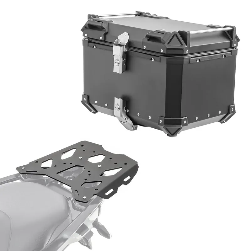 Direct Beschikbaar Set Aluminium Topkoffer + Drager voor BMW R 1200 / 1250 GS 13-23 Topcase Bagtecs XB55 zwart