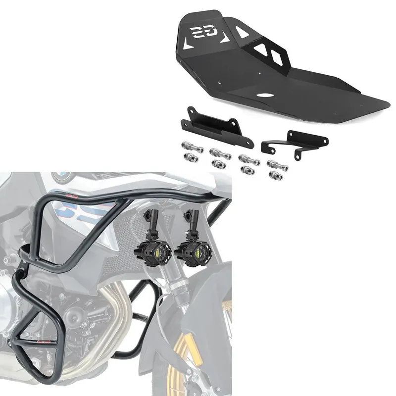 Uitverkoop Set valbeugels boven en onder + koplampen compatibel met BMW F 850 GS / F 750 GS 18-20 + Motor beschermer