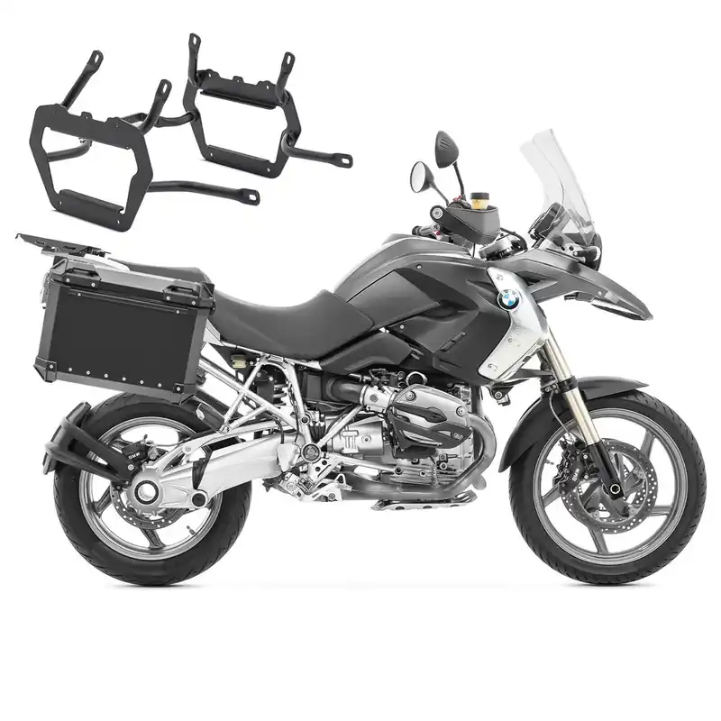 Beperkt Aanbod Set Aluminium Zijkoffers + kofferrek voor BMW R 1200 GS 04-12 / Adventure 06-13 Koffers Bagtecs XW25 zwart
