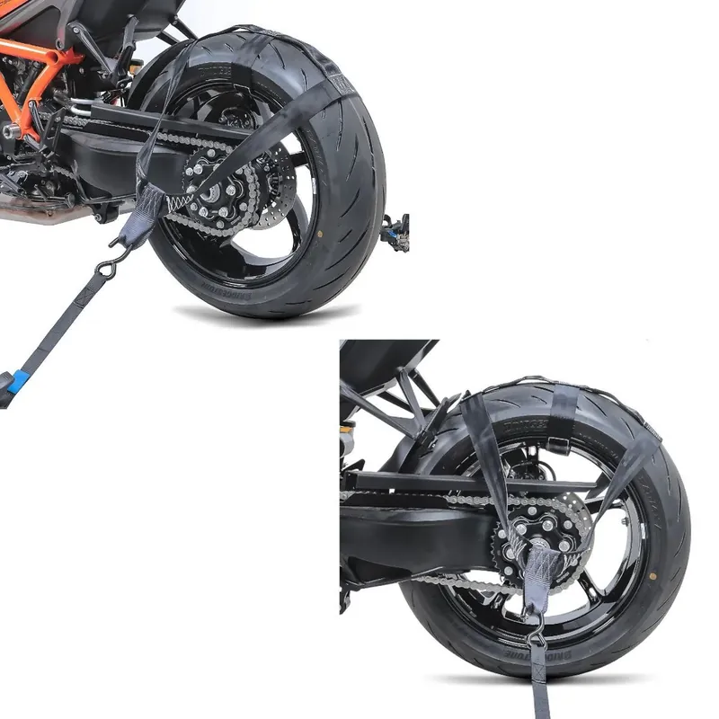 2x Spanriem vor achterwiel met 4x spannbanden Transportzekering Discount Set Speciale Aanbieding