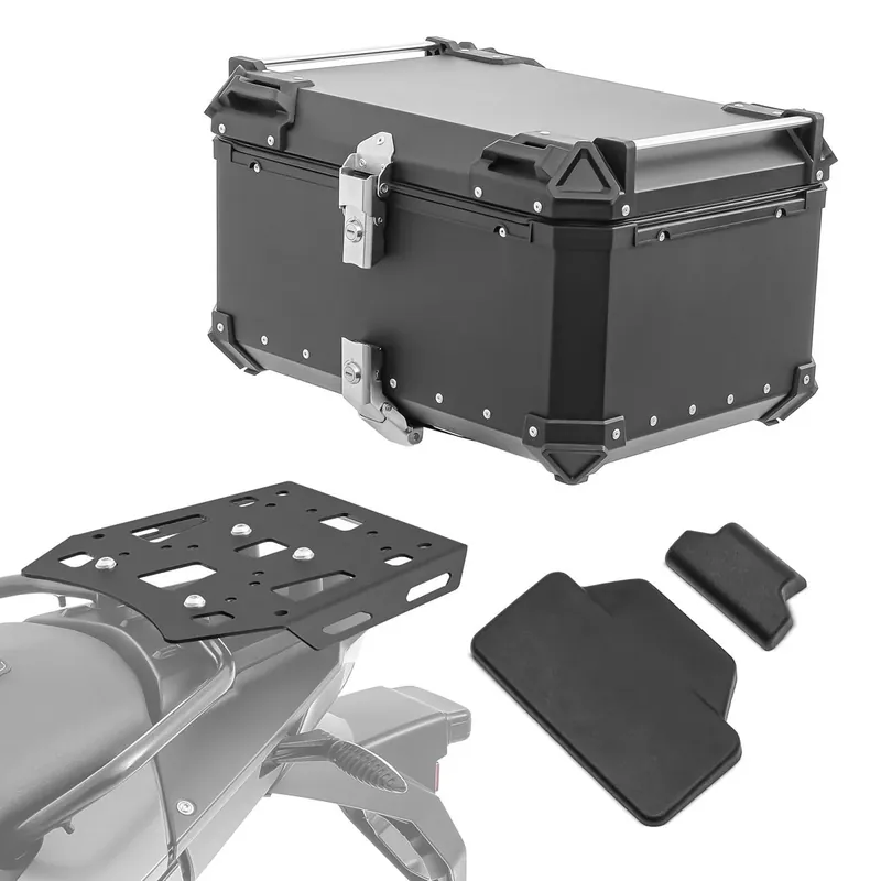 Betaalbaar Set Aluminium Topkoffer + Drager voor BMW F 800 GS 08-18 Topcase Bagtecs XB65 zwart + rugkussen