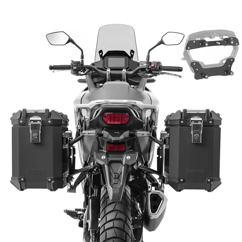 Merkproduct Set Aluminium Zijkoffers + adapters voor SW-Motech Pro kofferrek voor Suzuki V-Strom 1000 Bagtecs Koffers XWS40 zwart
