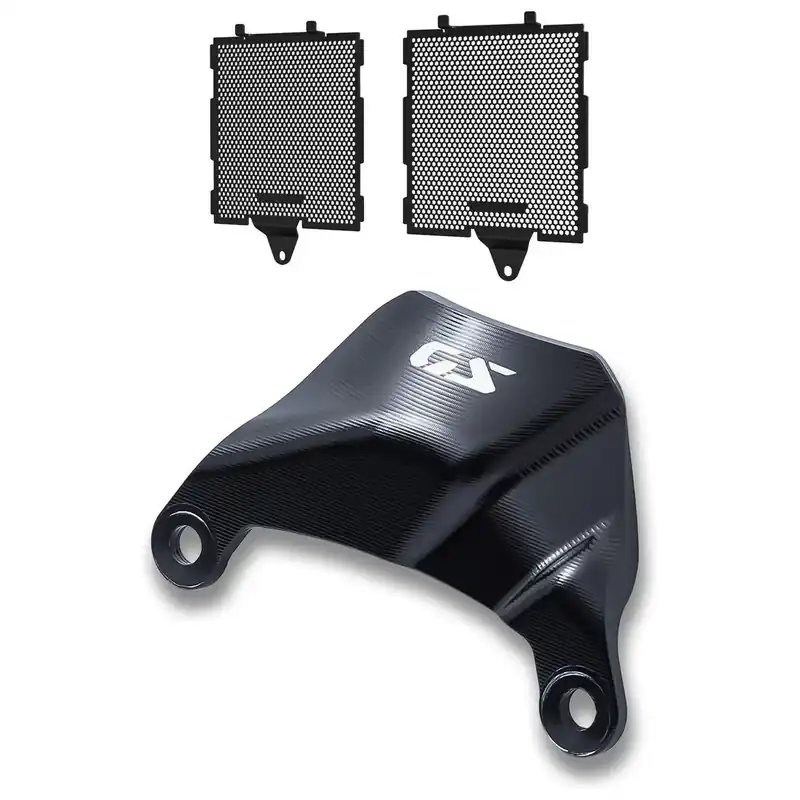 Nieuw Set: radiateurafdekking passend voor BMW R 1300 GS 23-26 Zaddox KG81 radiatierooster + Telelever gewrichtsbescherming passend voor BMW R 1300 GS / Adventure 23-26 Telelever bescherming Motoguard TG1 zwart