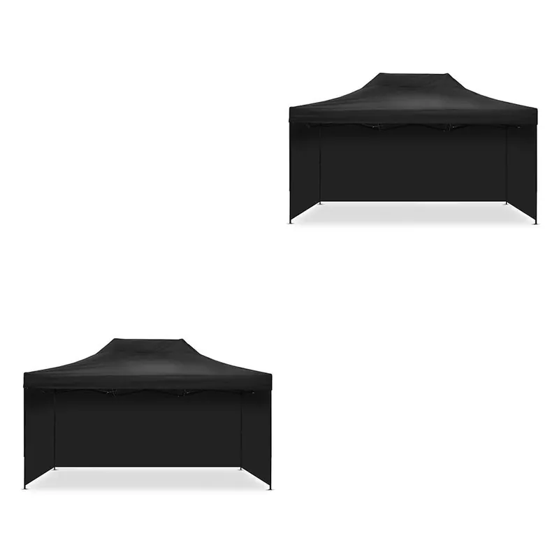 2x Tuinpaviljoen met 4 Paviljoen wanden opvouwbaar Tourtecs voor de racebaan 3x4,5m zwart Speciale Aanbieding