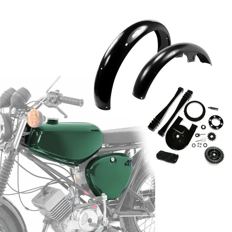 Set: Tank/brandstoftank voor- en achterspatborden en kettingset geschikt voor Simson S51/S50/S70 met Craftride zijkappen donkergroen Lage Prijs