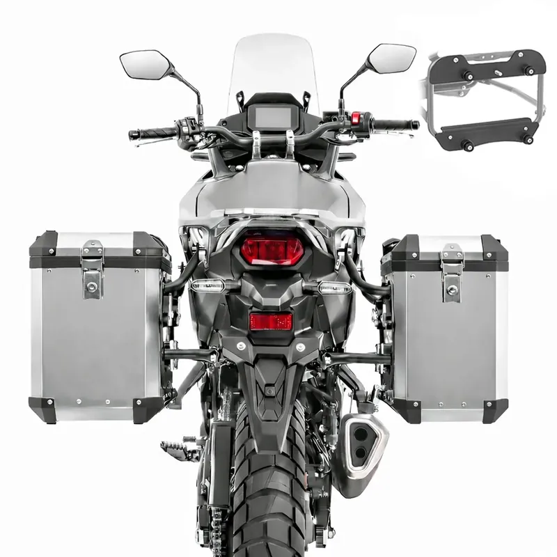 Beperkt Aanbod Set Aluminium Zijkoffers + adapters voor Givi / Kappa kofferrek voor Honda CB 500 X Bagtecs Koffers XWS40-48 zilver
