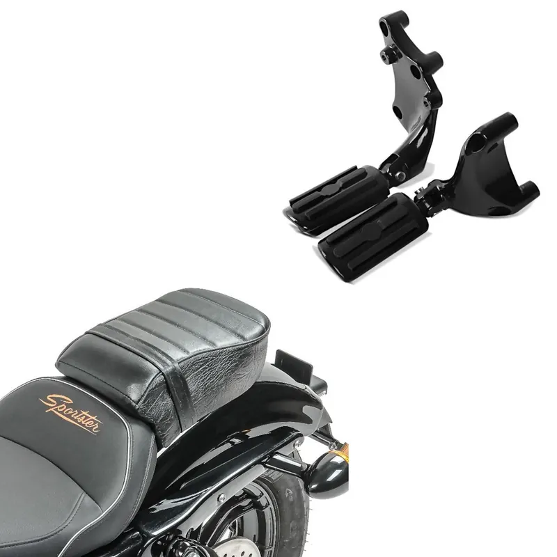 Direct Beschikbaar Set: Passagiers voetsteunenset met houdervoor passend voor harley Davidson Sportster 883 Iron 14-20 BL1 Craftride + Zadel passend voor passagier met padding passend voor Harley Davidson Sportster Forty-Eight 48 / 883 Iron Craftride