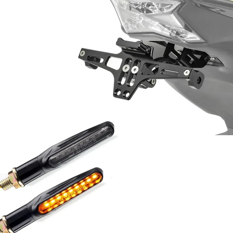 Aanbieding Set Knipperlichten stuur LED / Richtingaanwijzers universal 2 stuk ECE en Motor Kentekenplaat houder