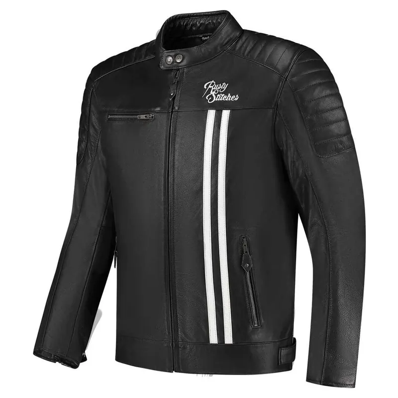 Koop Vandaag Rusty Stitches Cooper Motorjas Zwart-Wit S
