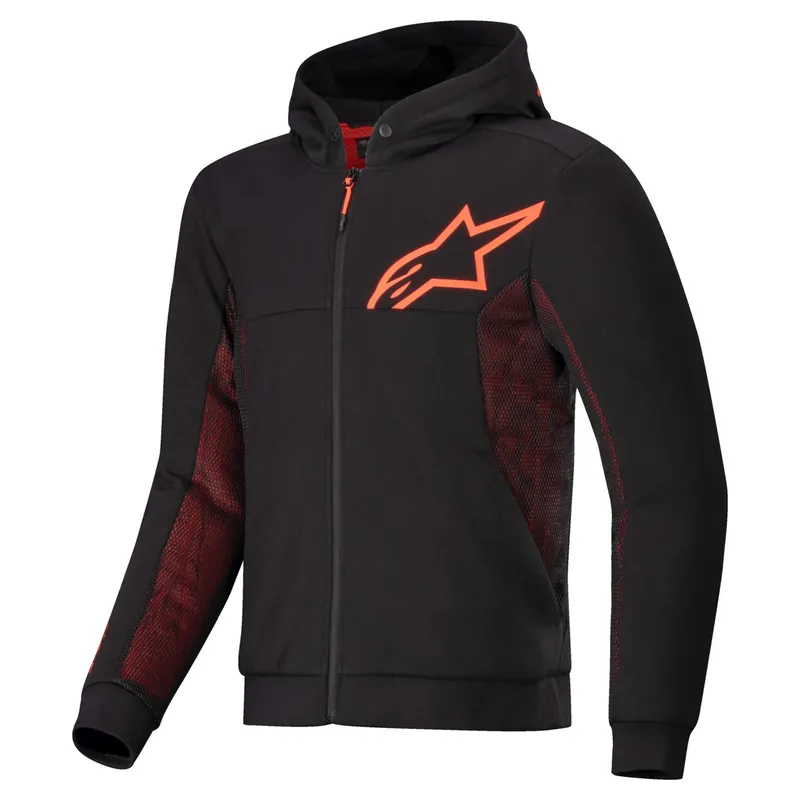 Alpinestars Chrome Air Sport Motorhoodie Zwart-Fluor Rood S Voordeelprijs