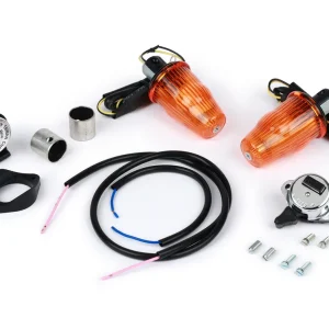 Knipperlicht Nachrüst Set voor LenkerendenKnipperlicht Moto Nostra LED , met E-Kennzeichnung, 6 Volt Vespa Lang frame V50, 50N, PV, ET3, Kort frame Rally, Sprint, TS, GT, GTR, SS180 Ø=24mm Orange Express Levering