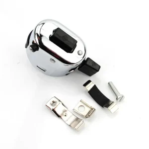 Hoge Kwaliteit Lichtschakelaar Goebel Drucktaste met BefestigungsKlem Chroom voor Hercules Prima M, MK, K, KX, Ultra, HR, SB, CB 220, Kreidler Florett, Flory, MF, MP, Puch Maxi, Monza, MS, VS, DS, X, Jet, Racing, Zündapp GTS, KS, CS, CX, Hai, C, ZD, ZL, ZX, Combinette