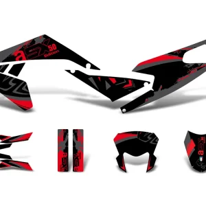 Dekor / Sticker Kit zwart-rot-Grijs mat voor Aprilia SX50 2018- Euro4 Snelle Levering