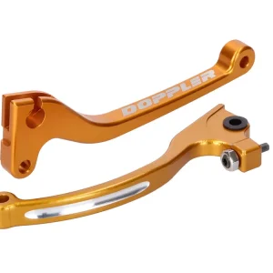 Direct Verzonden Remhevel en Koppelingshevel Set Doppler CNC gold voor Rieju, Derbi, Sherco (met AJP Rem)