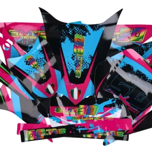 Uitverkoop Dekor / Sticker Kit zwart-pink-blau Glanzend voor Gilera SMT 11-17